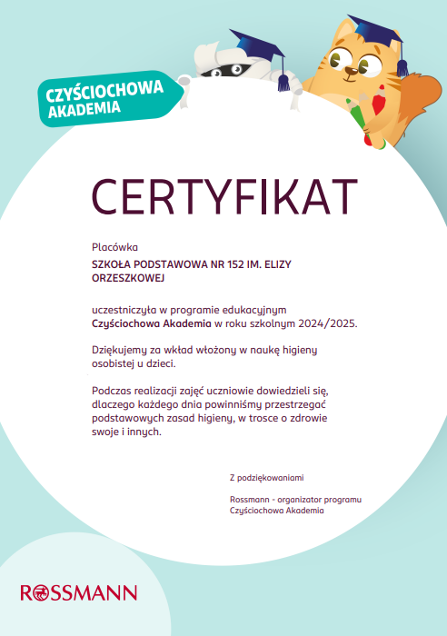 Cerryfikat dla szkoły 