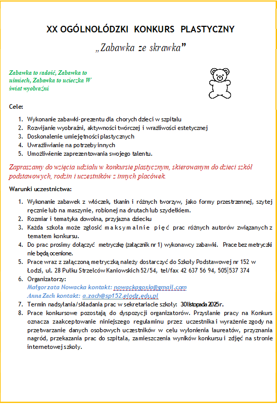 regulamin konkursu w podpunktach