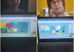 Dzieci prezentują wykonaną pracę