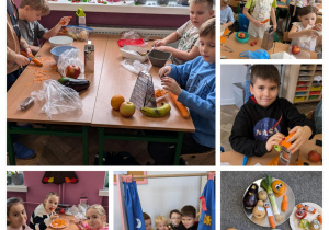 Uczniowie klasy 2a robia surówkę