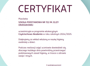 certyfikat dla szkoły