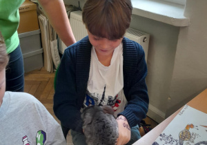 dziecko dotyka zwierzątka