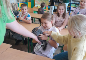 dziecko dotyka zwierzątka