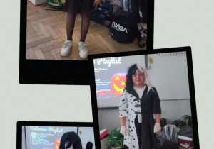 Uczniowie w przebraniach hallweenowych