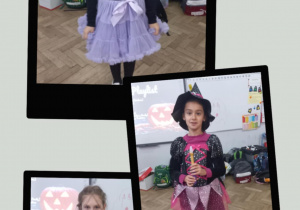 Uczniowie w przebraniach hallweenowych