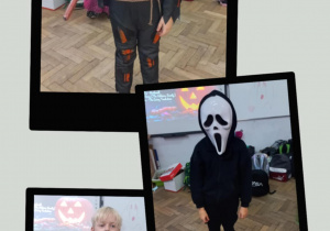 Uczniowie w przebraniach hallweenowych
