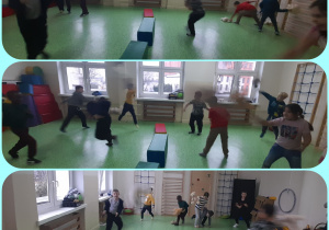 uczniowie grają w gry związane z misiem