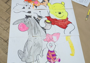 8. Chłopcy z kl. 1b też kolorują misia_