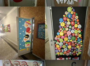 kolarz z prac świątecznych na drzwiach