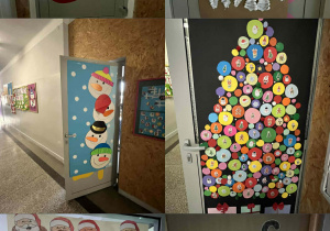 kolarz z prac świątecznych na drzwiach