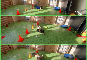 uczniowie pokonują tor przeszkód