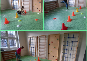 uczniowie pokonują tor przeszkód