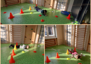 uczniowie pokonują tor przeszkód