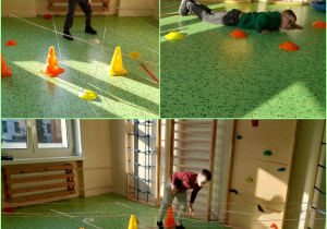 uczniowie pokonują tor przeszkód