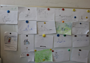 Rysunki uczniów przedstawiające ich sposby na dbanie o zdrowie_