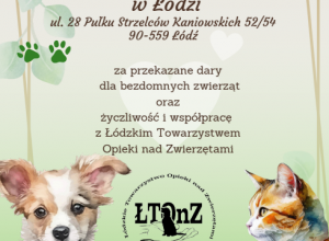 plakat z podziekowaniem ze schroniska