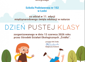certyfikat dzień pustej klasy